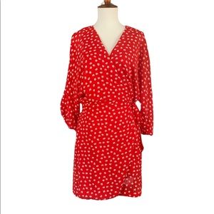 Princess Pollly Wrap Style Floral Print Mini Red Dress